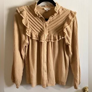 Ruffled Tan Blouse